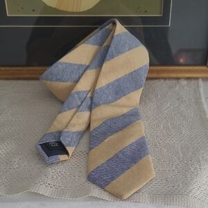Linen Blue & Yellow Striped Tie